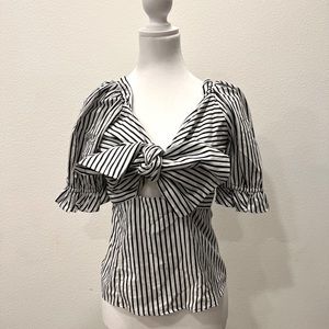 Striped blouse with tie-bow in front. Size Small.